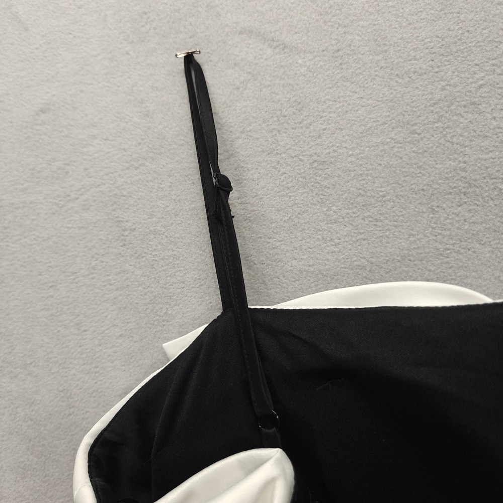 Black White Bow Babydoll Mini Dress 11/12 Event NYE Glam Cocktail LBD Statement - Picture 9 of 11